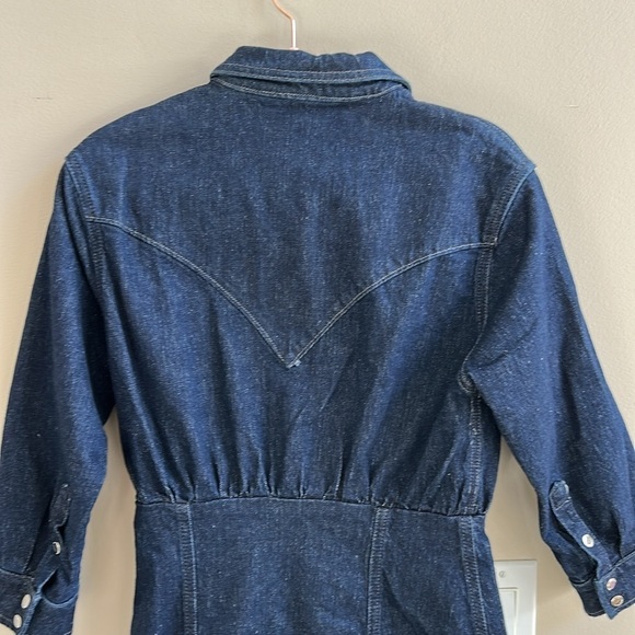 Only Blue Denim Button Snap Down Dress Dark Blue Long Sleeves Size Small - Picture 8 of 12